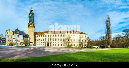 Weimar, città castello sotto il cielo blu, Germania Foto Stock