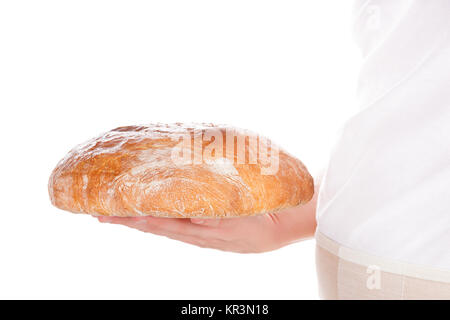 Baker azienda fatta fresca Pane. Foto Stock