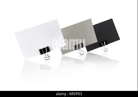 Blank business cards su bianco Foto Stock