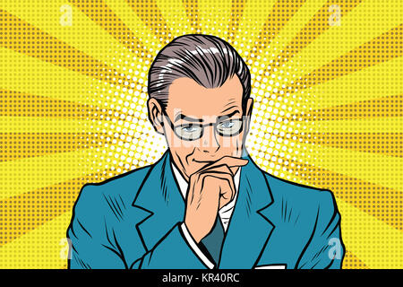 Il pensatore pensando uomo pongono Foto Stock