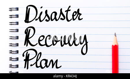 DRP Piano di Disaster Recovery scritto su notebook Foto Stock