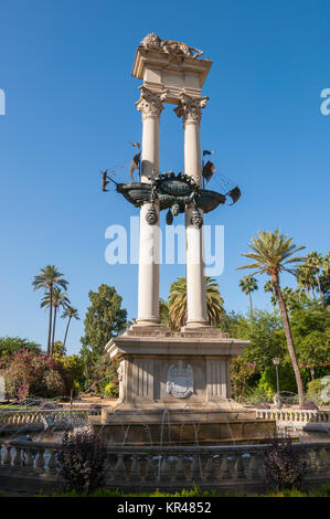 Il monumento a Colombo in giardini di Murillo a Siviglia, Spagna Foto Stock