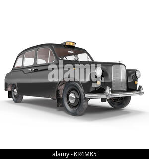 Tipico taxi di Londra sul bianco. 3D illustrazione Foto Stock