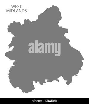 Gray County Map of England West Midlands Foto Stock