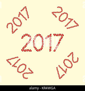 Anno Nuovo 2017 realizzato da cuori Foto Stock