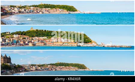 Photo collage con immagini panoramiche da Scarborough, North Yorkshire, Inghilterra Foto Stock