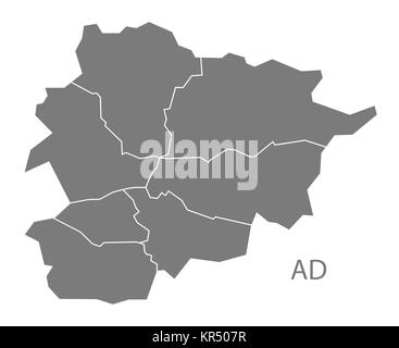 Andorra Mappa grigio Foto Stock