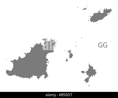 Mappa di Guernsey grigio Foto Stock