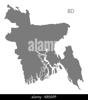 Mappa di Bangladesh grigio Foto Stock