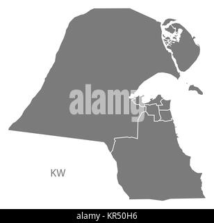 Kuwait governorates Mappa grigio Foto Stock