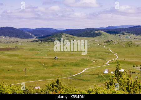 Strada rurale nella valle verde natura paesaggio Foto Stock