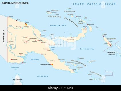 Papua Nuova Guinea mappa vettoriale Illustrazione Vettoriale