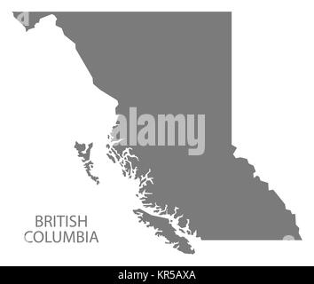 British Columbia Canada Mappa grigio Foto Stock