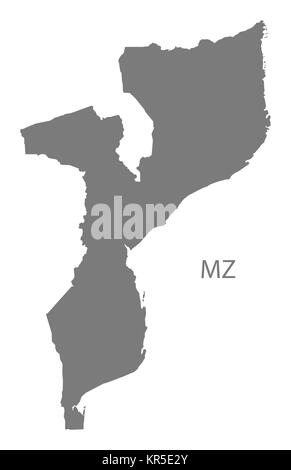 Mappa di Mozambico grigio Foto Stock