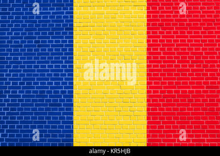 Bandiera della Romania sulla parete di mattoni sfondo texture Foto Stock