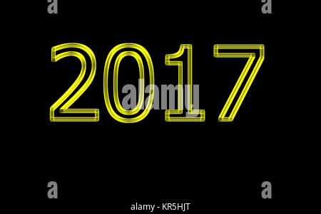 Il Neon Numeri golden 2017 su sfondo nero Foto Stock