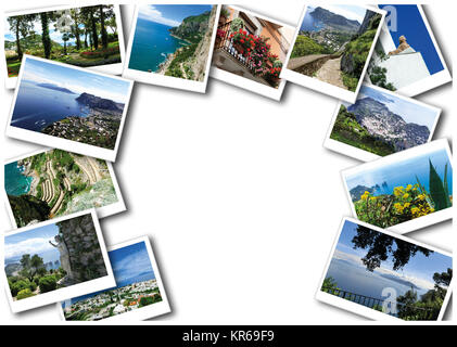 Il collage da vedute dell'isola di Capri, Italia, vicino a Napoli. Foto Stock