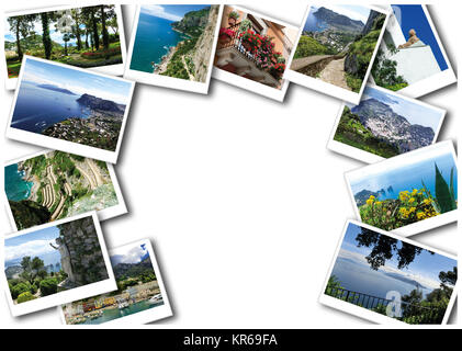 Il collage da vedute dell'isola di Capri, Italia, vicino a Napoli. Foto Stock