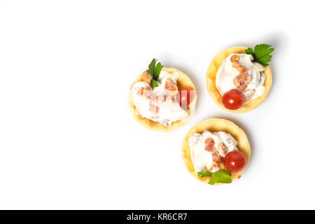 Crostini, antipasto con crema insalata di pollo Foto Stock