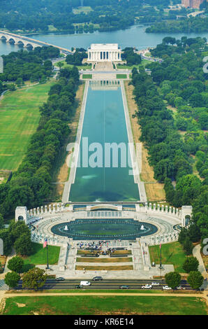 Abraham Lincoln e il Memoriale della Seconda guerra mondiale a Washington, DC Foto Stock