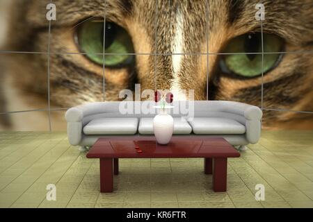 Enorme gatto cercando in una lobby Foto Stock