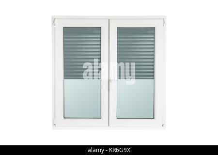 Finestra realizzata in PVC isolato su bianco Foto Stock