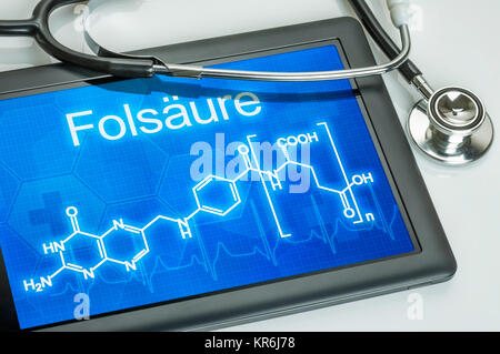 Compressa avente la sostanza chimica formula strutturale di acido folico Foto Stock