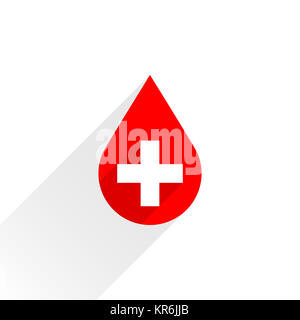 Goccia Di Sangue Con Una Croce Bianca E Di Ombra Foto Stock Alamy