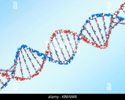 Illustrazione Digitale di un modello di DNA sulla scienza dello sfondo. Il rendering 3D Foto Stock