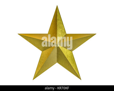 Golden stella di Natale isolato su sfondo bianco. Il rendering 3D Foto Stock