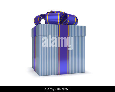 Confezione regalo con nastro bow, isolato su bianco. Il rendering 3D Foto Stock
