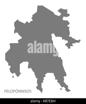 Peloponnisos Grecia Mappa grigio Foto Stock