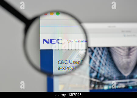 Milano, Italia - 1 Novembre 2017: NEC logo sulla homepage del sito web. Foto Stock