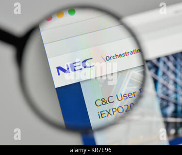 Milano, Italia - 1 Novembre 2017: NEC logo sulla homepage del sito web. Foto Stock