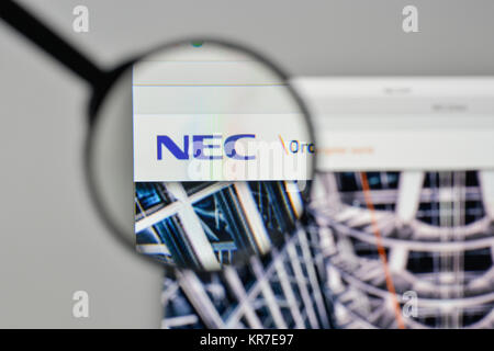 Milano, Italia - 1 Novembre 2017: NEC logo sulla homepage del sito web. Foto Stock