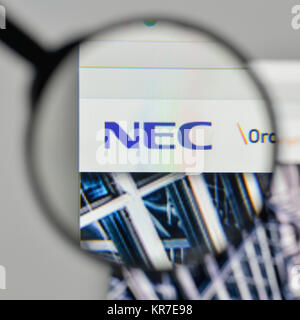 Milano, Italia - 1 Novembre 2017: NEC logo sulla homepage del sito web. Foto Stock