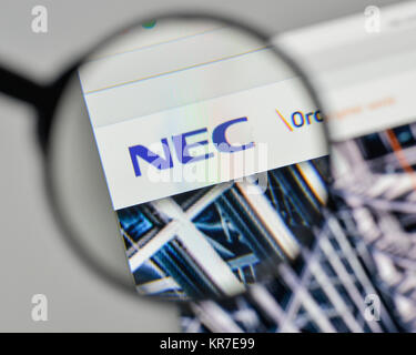 Milano, Italia - 1 Novembre 2017: NEC logo sulla homepage del sito web. Foto Stock