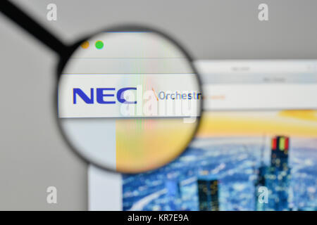 Milano, Italia - 1 Novembre 2017: NEC logo sulla homepage del sito web. Foto Stock