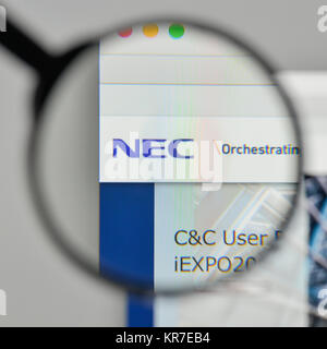 Milano, Italia - 1 Novembre 2017: NEC logo sulla homepage del sito web. Foto Stock