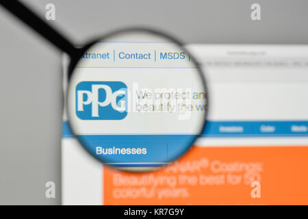 Milano, Italia - 1 Novembre 2017: PPG Industries logo sulla homepage del sito web. Foto Stock