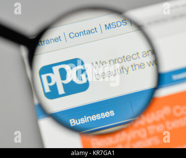 Milano, Italia - 1 Novembre 2017: PPG Industries logo sulla homepage del sito web. Foto Stock