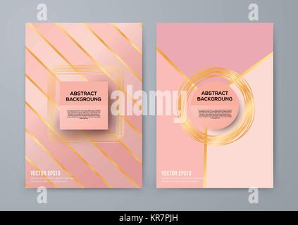 Modello brochure con rose goldbackground Illustrazione Vettoriale
