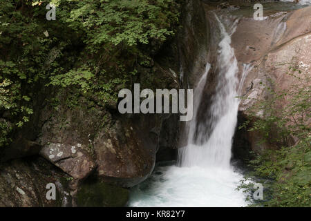 Una piccola cascata nella valle di Nishizawa, Prefettura di Yamanashi, Giappone Foto Stock