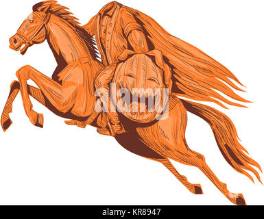 Headless Horseman zucca disegno della testa Foto Stock