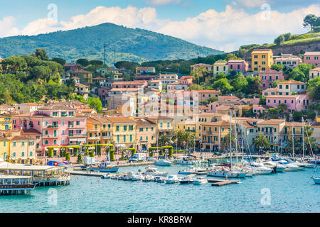 Porto Azzurro in Isola d'Elba, Toscana. Foto Stock