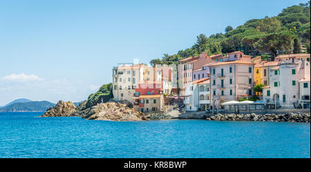 Vista panoramica di Marciana Marina, Isola d'Elba, Toscana, Italia. Foto Stock