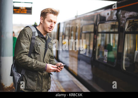 Prendendo il treno Foto Stock