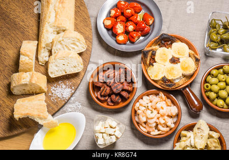 Deliziose tapas spagnole cibo Foto Stock