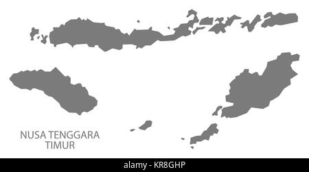 Nusa Tenggara Timur Indonesia Mappa grigio Foto Stock