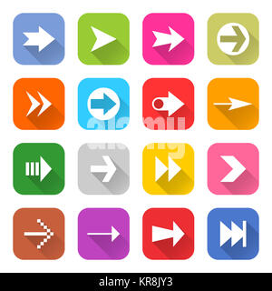 Segno di freccia icona web impostare uno stile piatto Foto Stock